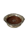 Vintage English Victorian Silver Plated Copper Mahogany Wine Bottle Coaster