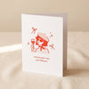 Effortlessly Chic friendship letterpress card by Dahlia Press standing on a natural cotton backdrop