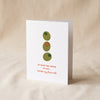 Olive The Things letterpress greeting card by Dahlia Press standing on a natural cotton backdrop