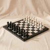 Marble Chess Set in black and white marble by MarbleCultures, set up for play, MA VIE studio