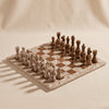 Marble Chess Set in coffee and brown marble by MarbleCultures, set up for play, MA VIE studio