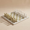 Marble Chess Set in white marble and green onyx by MarbleCultures, set up for play, MA VIE studio