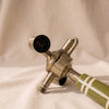 Hand-Painted Plaid Stoneware Table Lamp, close detail of the shade fitting and hardware, MA VIE