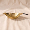 01living Leaf Shaped Tea Strainer in gold, pierced stainless steel leaf bowl with dark handle