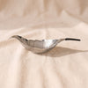 01living Leaf Shaped Tea Strainer in silver, pierced stainless steel leaf bowl with dark handle