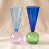 Bubbles Celebration Le Duo champagne flutes by L'Atelier du Vin, closer view of the cone and sphere, MA VIE studio