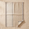 Dune Rayures jacquard tea towel by Le Jacquard Français in Argan, pale sand stripes, on the MA VIE cotton backdrop