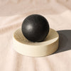 House of Good Soap and Dish Set in Castile and charcoal, dark soap sphere resting in a pine dish, scented Black Cardamom and Santal
