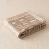 Barista jacquard tea towel folded, showing the weight and thickness of the cloth