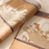 Potager d'Hiver in Potiron folded back to show the same vegetable basket woven on the reverse in the opposite colourway