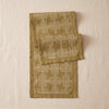 Hôtel Particulier linen table runner in Boiseries, doubled back on the MA VIE cotton backdrop to show its full length