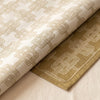 Hôtel Particulier linen runner turned back to show the interlocking link pattern woven on both faces