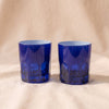 Rialto Old Fashion Glasses in Midnight, set of two mouth-blown cased glass tumblers by Sir/Madam, on a natural cotton backdrop