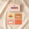 Patisserie memory game Junior by Printworks, box with four illustrated cake cards on the MA VIE cotton backdrop