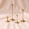 Antique Brass Candlesticks by Accent Decor in 3.5, 6, 8.25 and 11 inch heights, turned antiqued brass taper holders