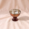 Copper Mercury Glass Footed Compote by Accent Decor, second view showing the etched interior