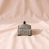 Striped Ceramic Keepsake Box by Accent Decor in Black Stripe, 4 inch footed lidded box with raised stripes
