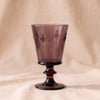 Bee Wine Glass in Aubergine by La Rochere, deep purple embossed bee glass, 5.5 inch stemmed, 8 oz