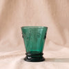 Bee Cocktail Tumbler in Émeraude by La Rochere, emerald green embossed bee glass, 4 inch, 9 oz