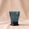 Bee Cocktail Tumbler in Bleu nuit by La Rochere, night blue embossed bee glass, 4 inch, 9 oz