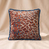Leopard Velvet Pillow in Burnt Orange and Blue, MA VIE