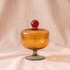 Footed Glass Jar with Lid, Amber & Green by Bloomingville, MA VIE studio, hero