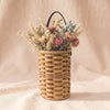 Millstream Home hanging wall basket filled with dried flowers and grasses, on MA VIE cotton