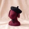 Dog Beret in black felt shown worn, by Woofcessories