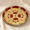 Florentine carved wood round deep tray in red and gold by Via Graceffo