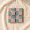 Glass tile coaster in Sour Watermelon seen from above, by Subtle Art Studios