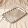 Queen Anne large oblong tray with handles in silver plate by Corbell Silver