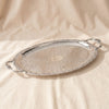 Queen Anne oval tray with handles in silver plate by Corbell Silver