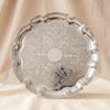 Queen Anne round Chippendale tray in silver plate by Corbell Silver