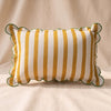 Striped Lumbar Pillow in Green with Scalloped Edge, MA VIE