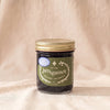 Jamagansett Salty Blueberry Preserves, 9 oz jar, on a natural cotton backdrop