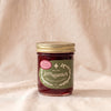 Jamagansett Summer Strawberry Preserves, 9 oz jar, on a natural cotton backdrop