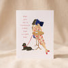 A Good Book Birthday Card by Ula Bloom on a natural cotton backdrop