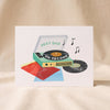 Best Dad on Record Card by Ula Bloom on a natural cotton backdrop