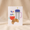 Bonjour French Breakfast Card by Ula Bloom on a natural cotton backdrop