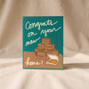 Boxes and Pizza New Home Card by La Familia Green on a natural cotton backdrop