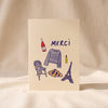 French Thank You Card by La Familia Green on a natural cotton backdrop
