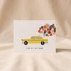 Happy Birthday Taxi Card by Ula Bloom on a natural cotton backdrop