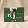 Love Match Tennis Card by Ula Bloom on a natural cotton backdrop