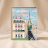 Paris Birthday Card by Ula Bloom on a natural cotton backdrop