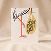 Stork Letterpress Baby Card by Dahlia Press on a natural cotton backdrop