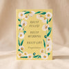 Three Happys Card by Mr. Boddington's Studio on a natural cotton backdrop