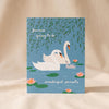 Wonderful Parents Swan Card by Ula Bloom on a natural cotton backdrop