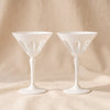 Rialto Martini Glasses, Set of 2, on a natural cotton backdrop