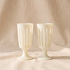 Empire Footed Ale Glasses, Set of 2, Powder, on a natural cotton backdrop