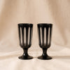 Empire Footed Ale Glasses, Set of 2, Tuxedo, on a natural cotton backdrop